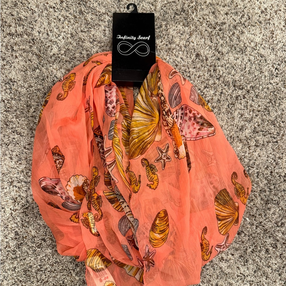 Krazy Kat Coral Seashell Infinity Scarf